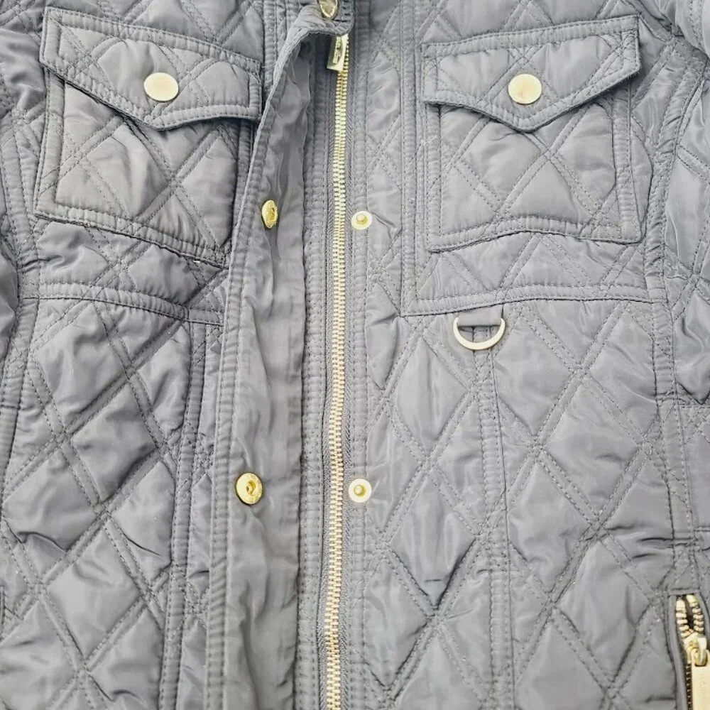 Michael Kors Women's‎ Black Quilted Long Sleeve Sherpa Puffer Jacket Size M